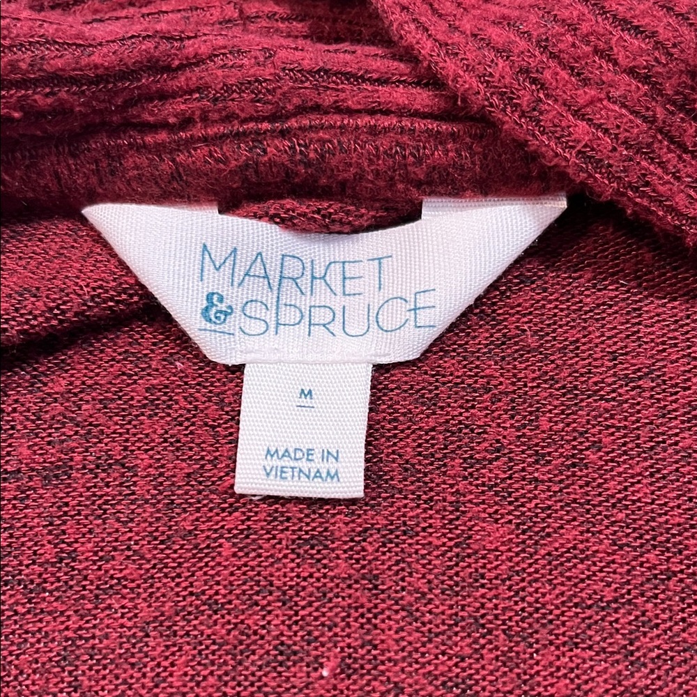 Market & Spruce Deep Red Open-Front Cardigan - Picture 2 of 3